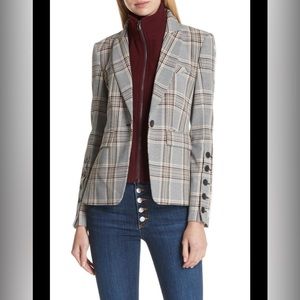Veronica Beard Steel Jacket Dickey Plaid Buttons Grey Brown Multi Women Size 6